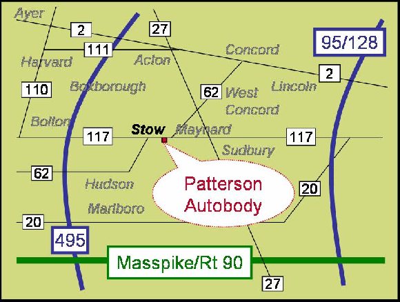 Map of roads around Stow MA